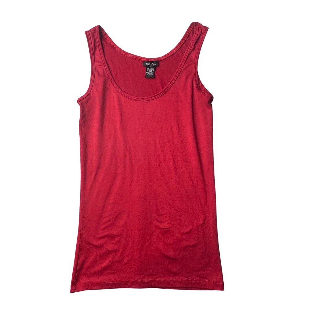 rue21 Tank Top Womens Small Red Scoop Neck Sleeveless Solid Stretch Basic